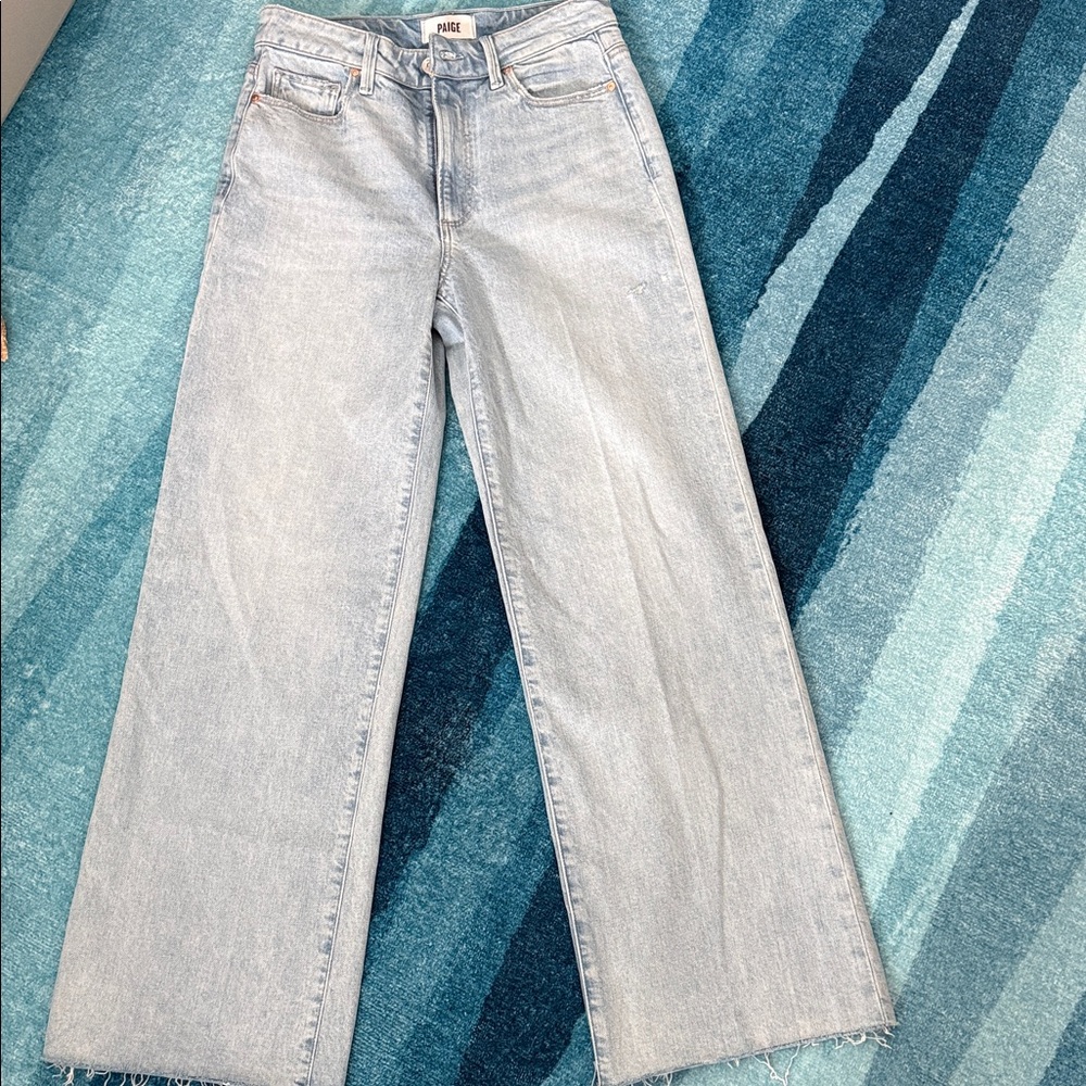 PAIGE Light Blue Annessa Wide Leg Jeans